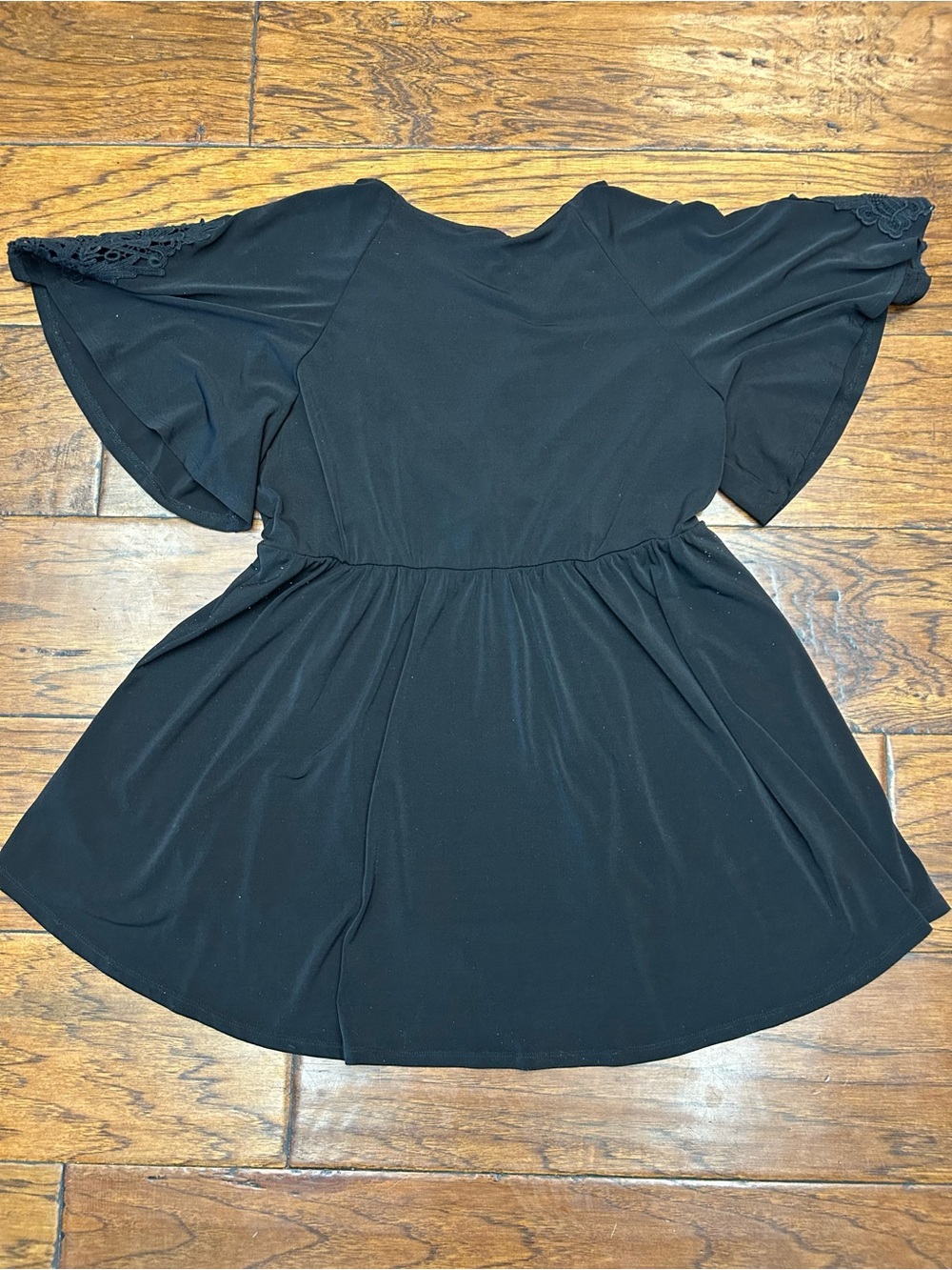 torrid Black Faux-Wrap Tunic with Lace Shoulders - Picture 7 of 7